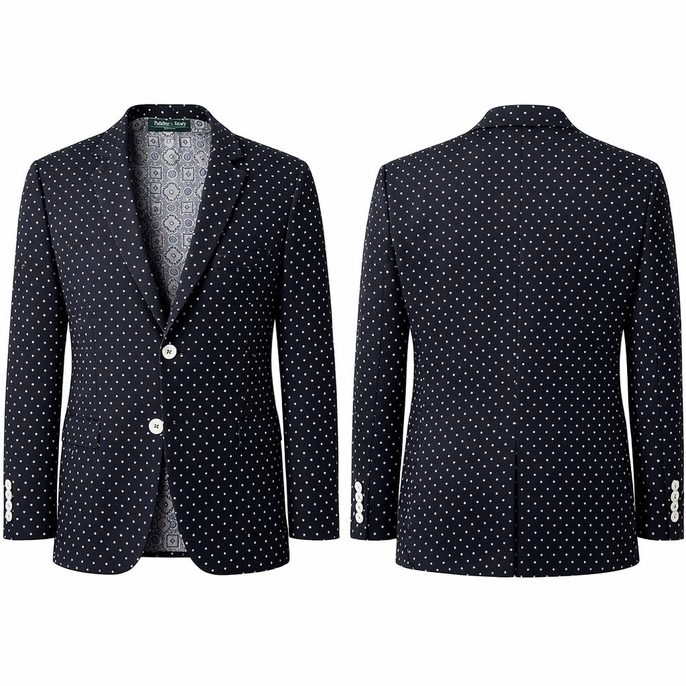 Paisley & Gray Men's Blazer Slim Fit Metropolitan Prep Navy Polka Dot